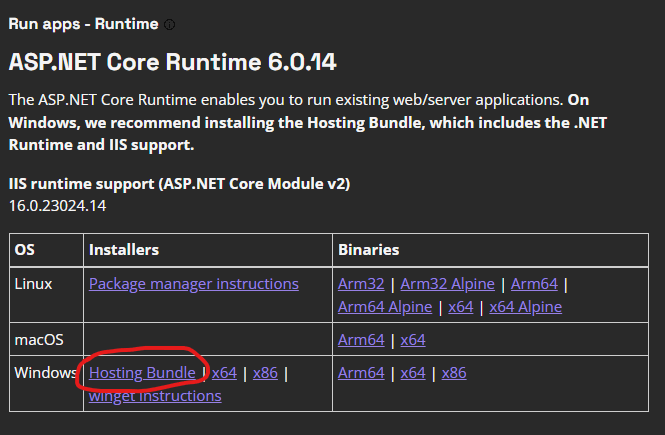 ASP.NET Core 6 Hosting Bundle