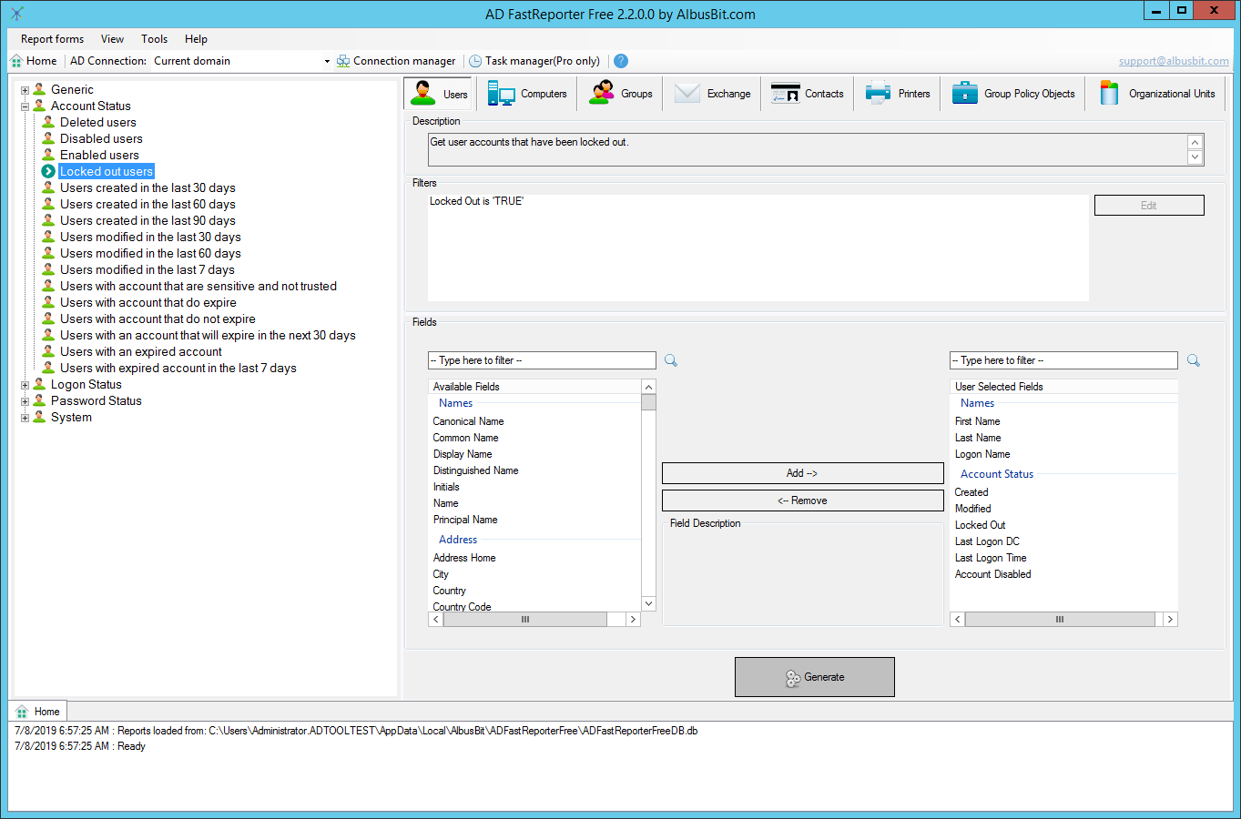 Active Directory Locked Out Users report