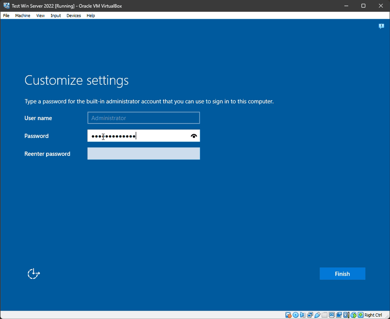 Windows Server 2022 administrator password