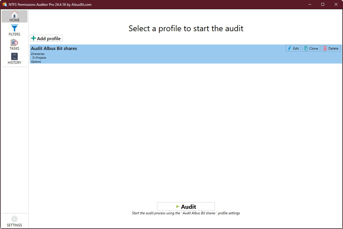 NTFS Permissions Auditor 2024 main window