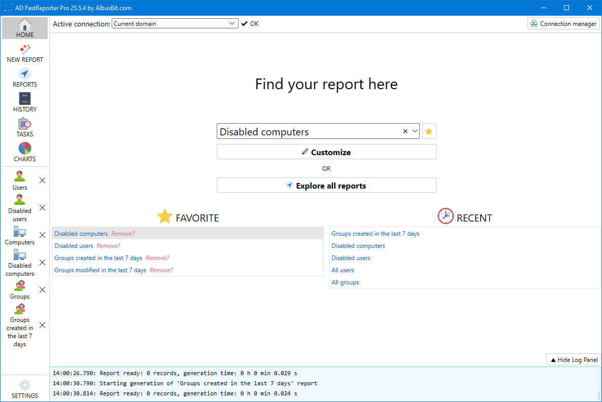Screenshot of the main interface