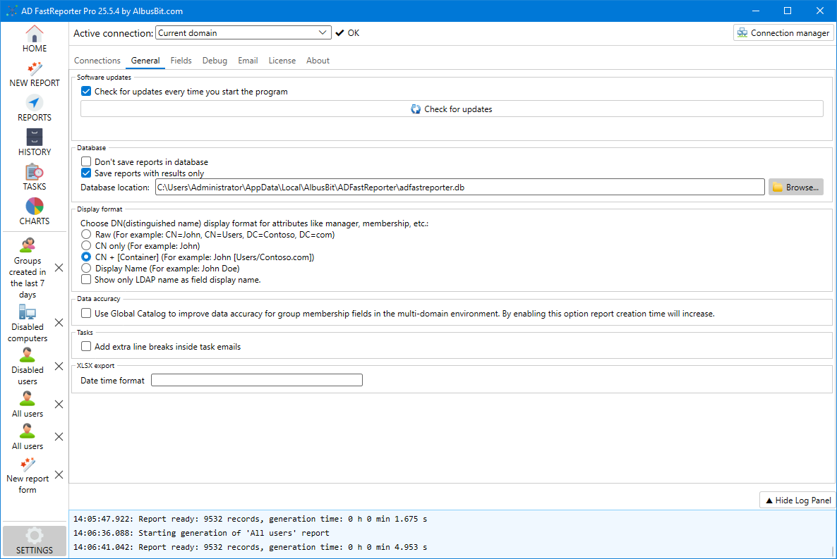 Screenshot of the Settings screen