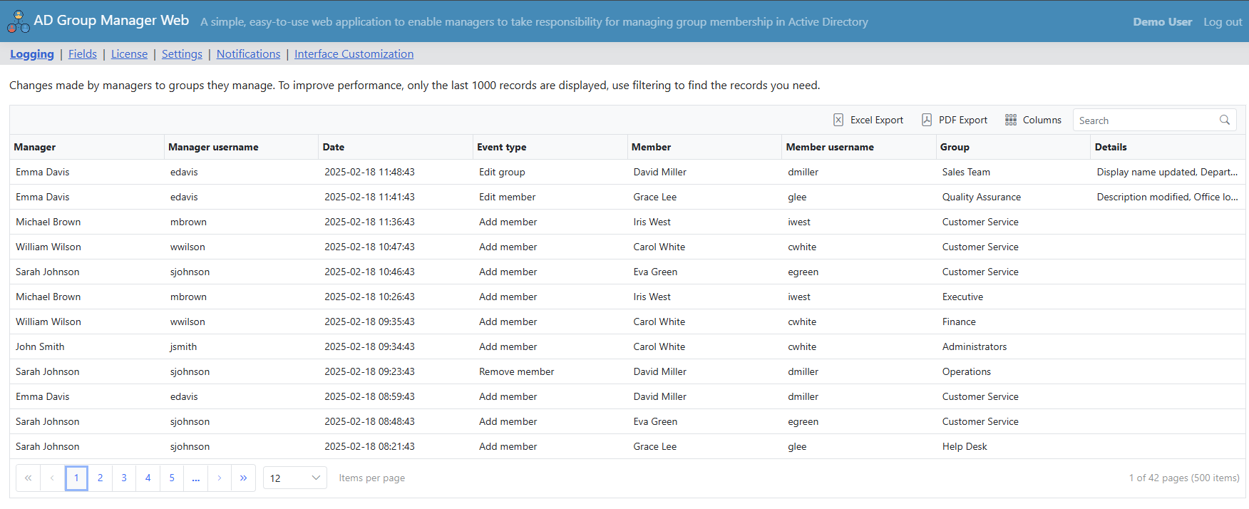 Activity Monitoring Interface