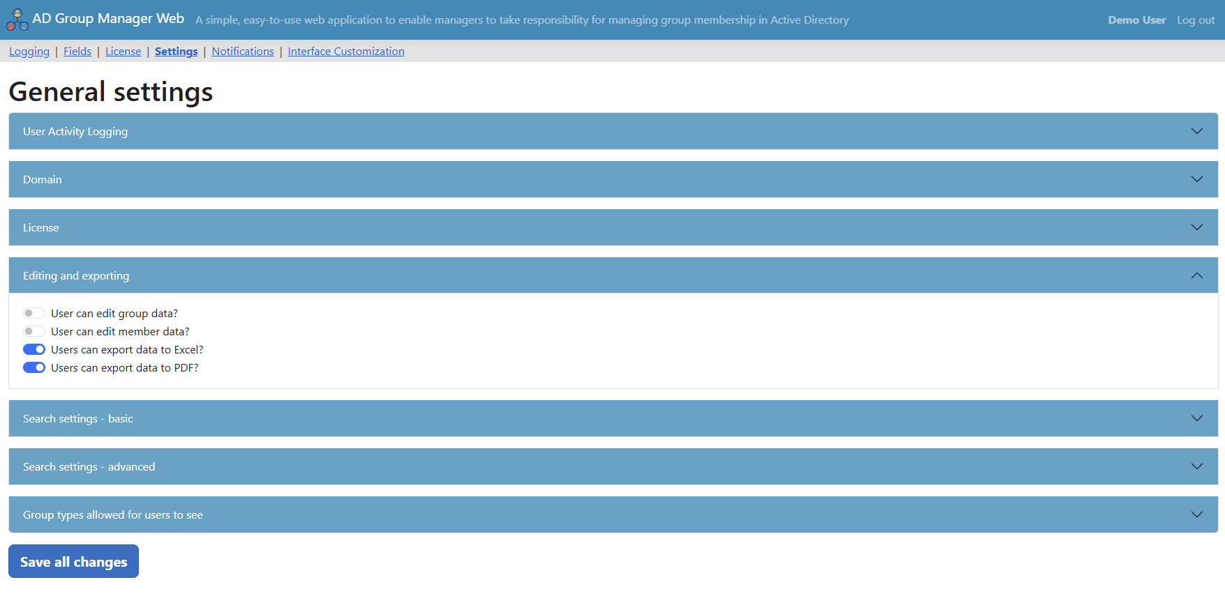 Admin Configuration Interface