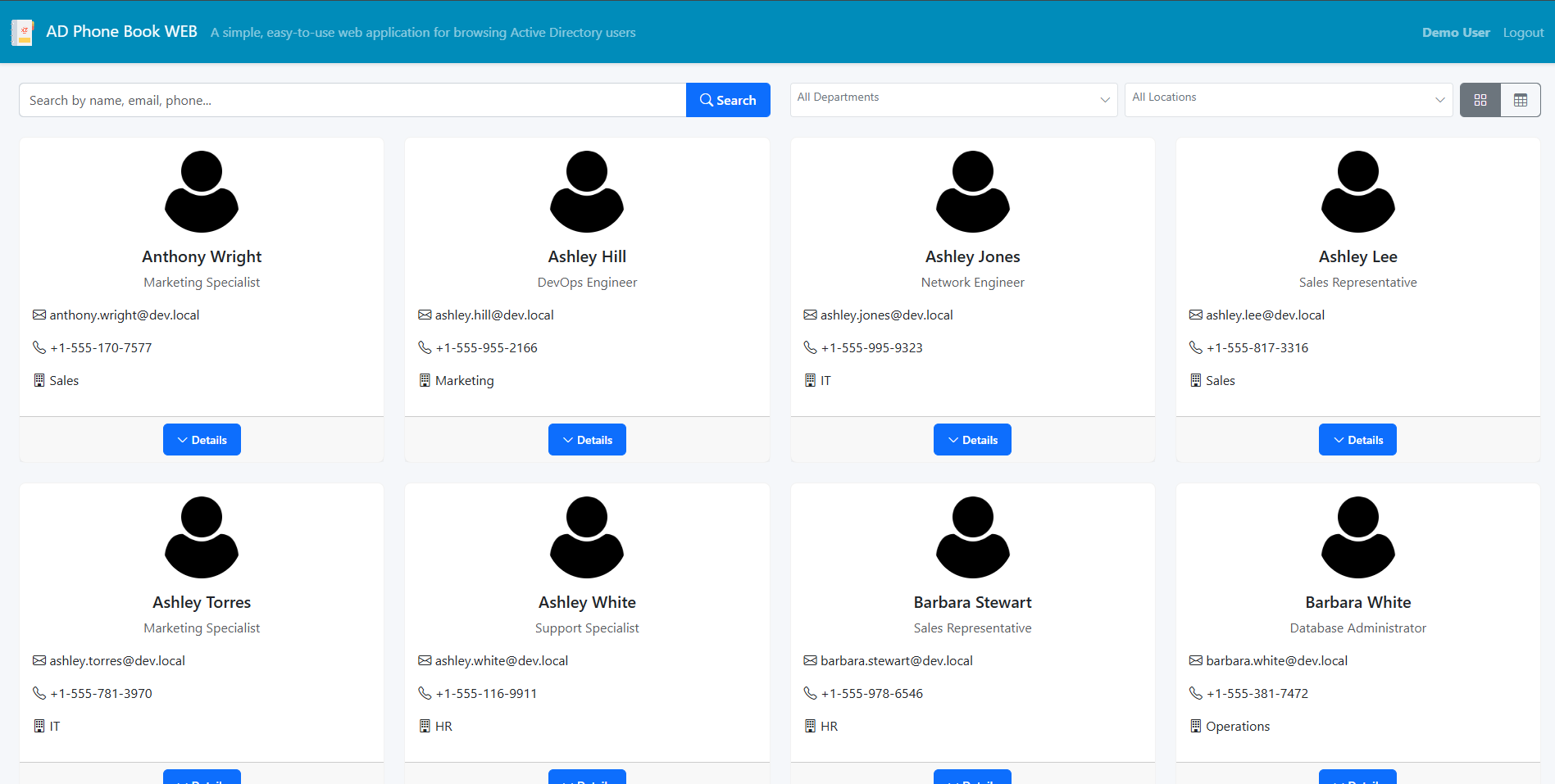 Card view directory